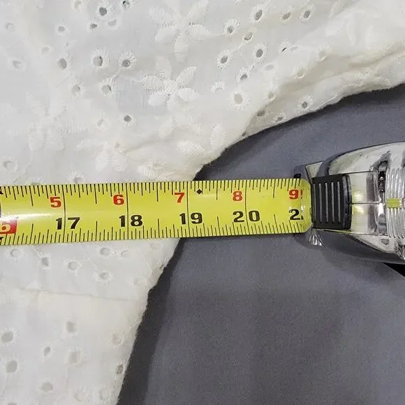 Downeast Eyelet Dress M White Cotton Fit & Flare Cottagecore - Picture 6 of 9